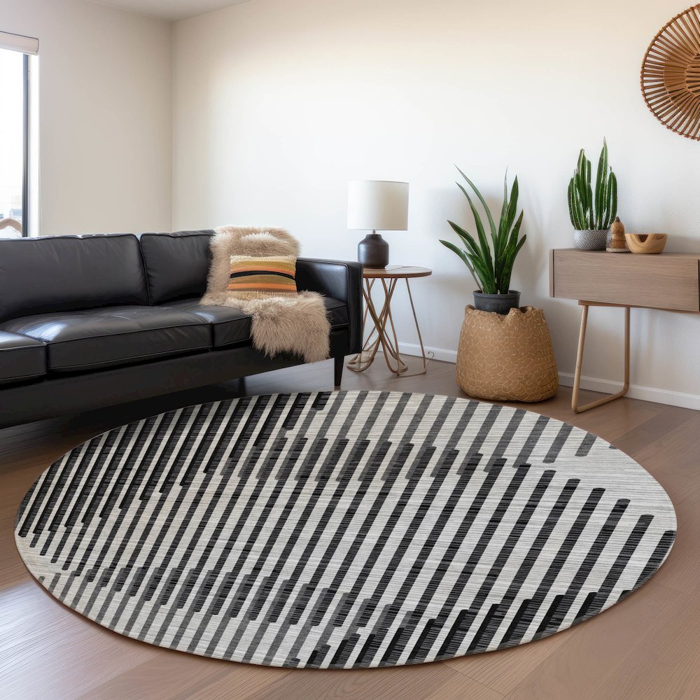 Premium Machine Washable Mayfield AMF1001 Gray 8' x 8' Round Rug. Picture 5