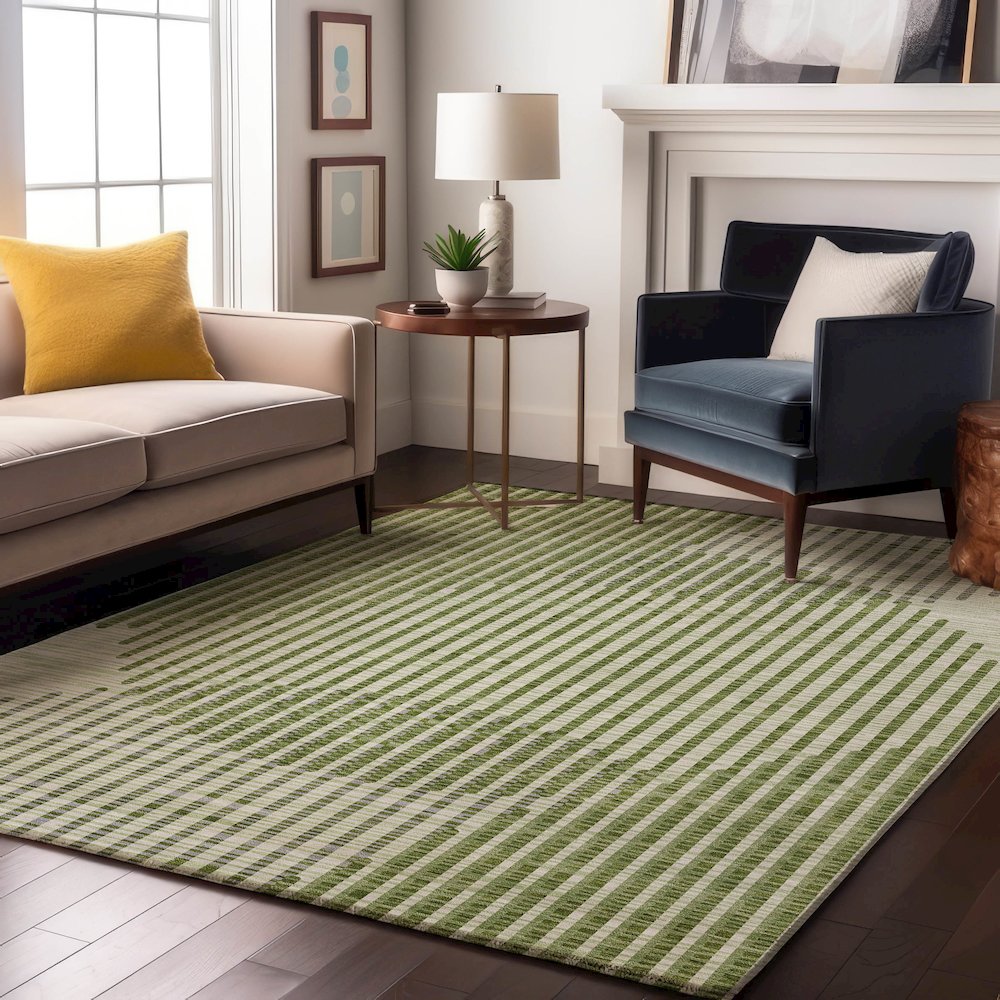 Premium Machine Washable Mayfield AMF1001 Green 2'6" x 3'10" Rug. Picture 5