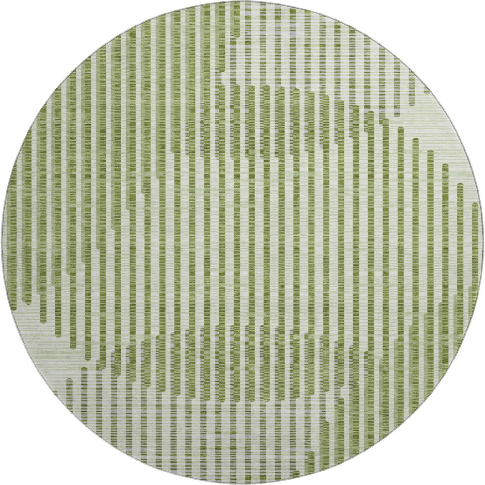 Premium Machine Washable Mayfield AMF1001 Green 8' x 8' Round Rug. Picture 1