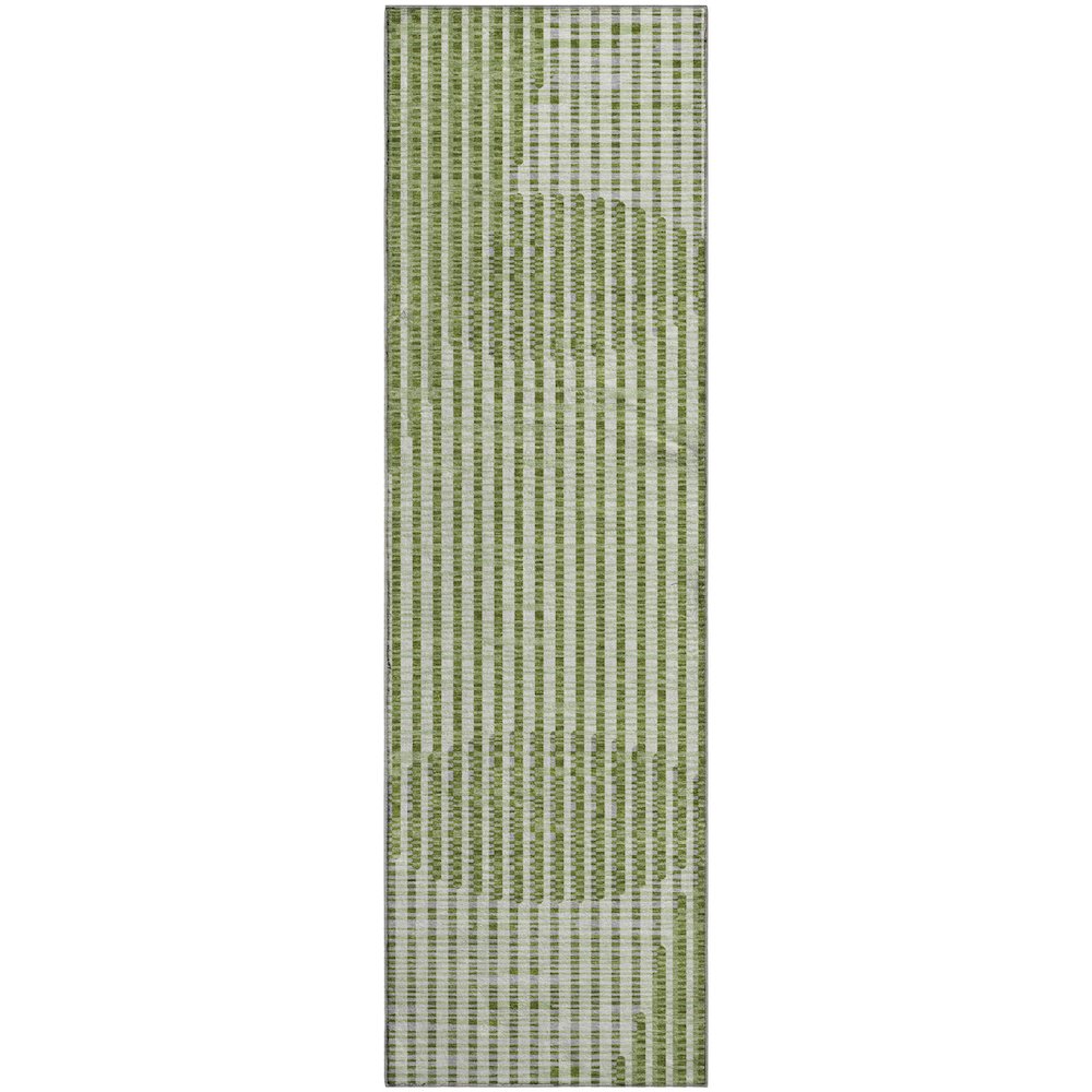 Premium Machine Washable Mayfield AMF1001 Green 2'3" x 7'6" Runner Rug. Picture 1