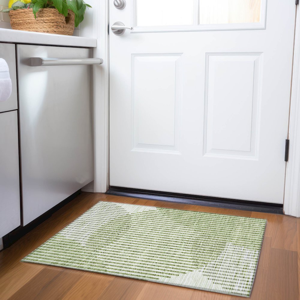 Premium Machine Washable Mayfield AMF1001 Green 1'8" x 2'6" Rug. Picture 5