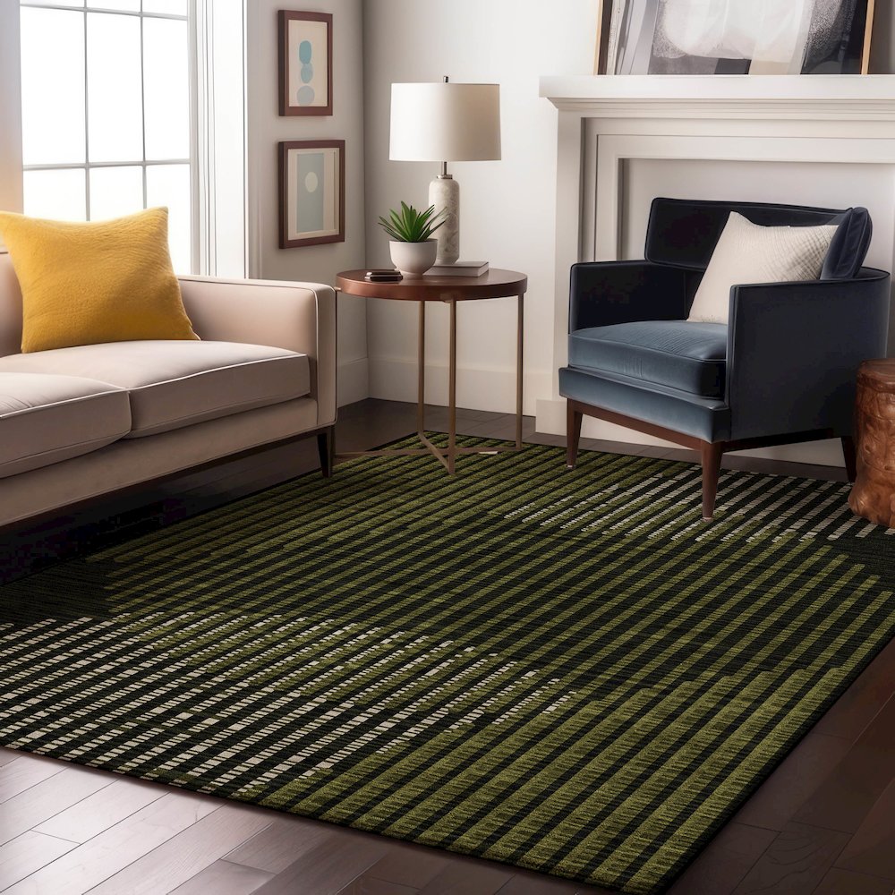 Premium Machine Washable Mayfield AMF1001 Olive 2'6" x 3'10" Rug. Picture 5