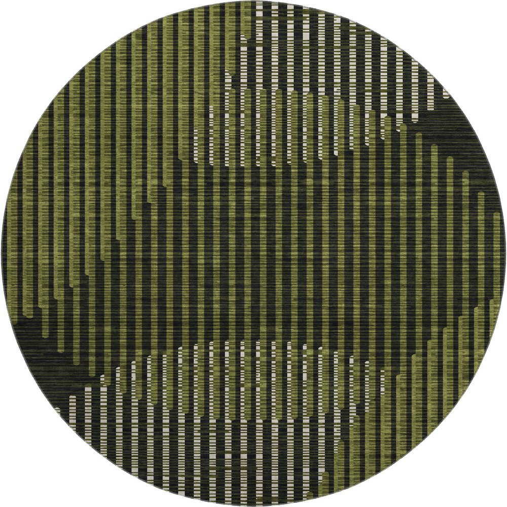 Premium Machine Washable Mayfield AMF1001 Olive 8' x 8' Round Rug. Picture 1
