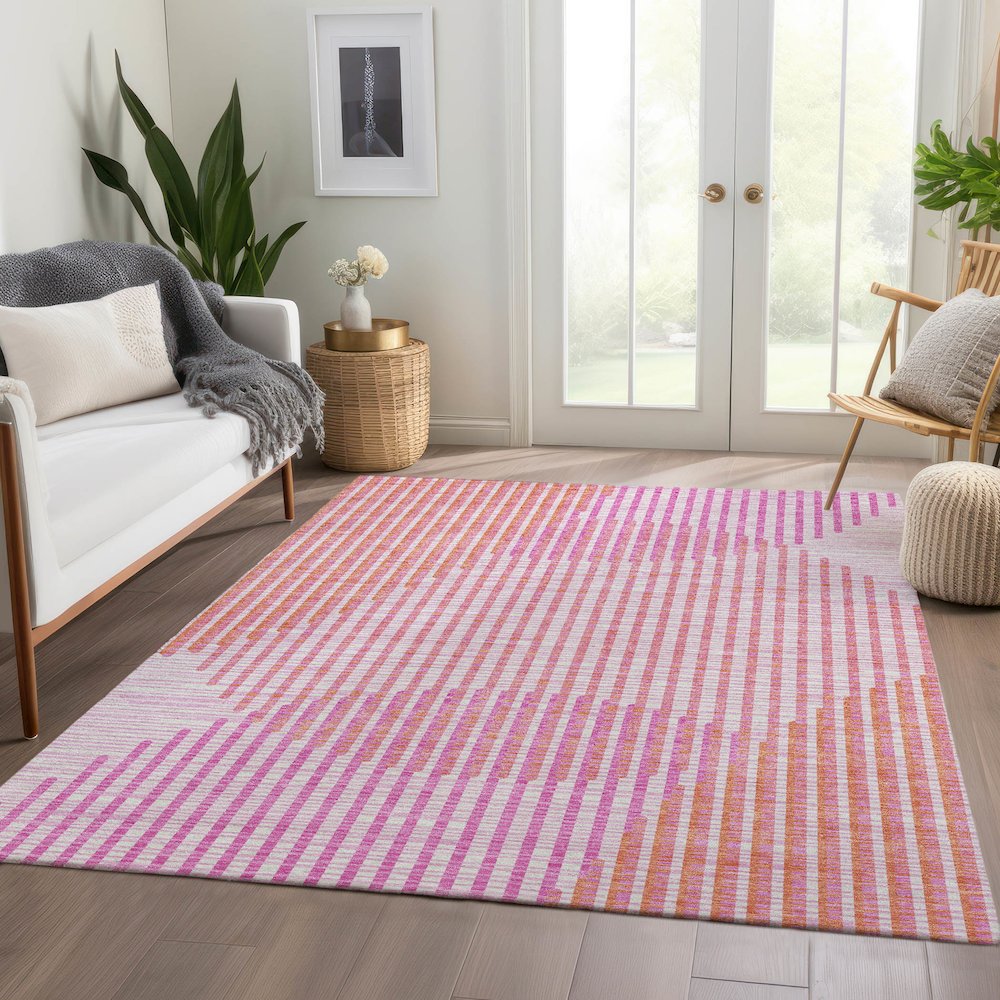 Premium Machine Washable Mayfield AMF1001 Pink 2'6" x 3'10" Rug. Picture 6