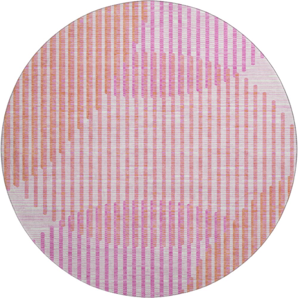 Premium Machine Washable Mayfield AMF1001 Pink 8' x 8' Round Rug. Picture 1