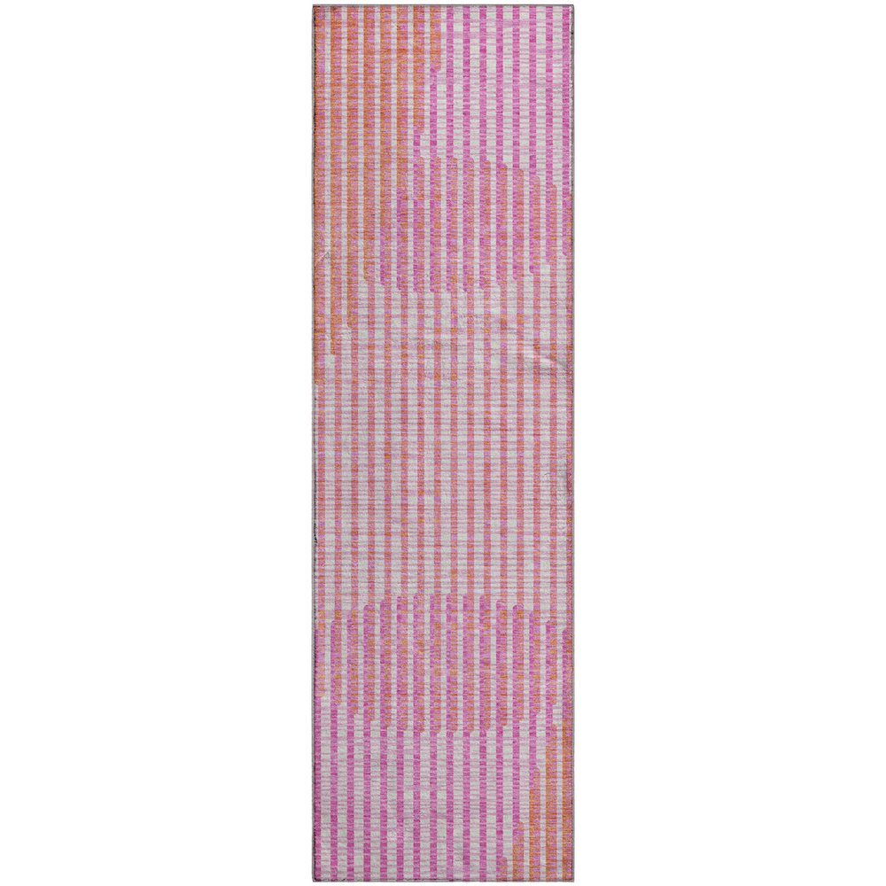 Premium Machine Washable Mayfield AMF1001 Pink 2'3" x 7'6" Runner Rug. Picture 1