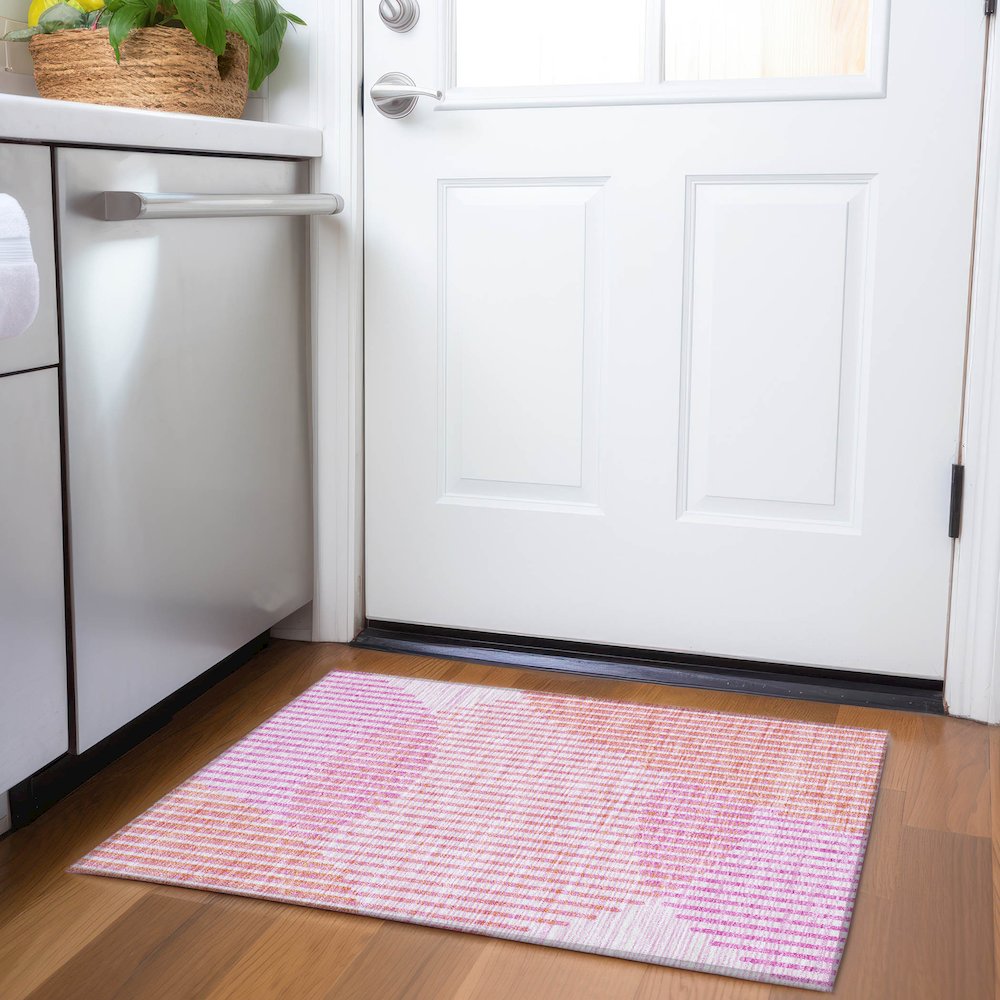 Premium Machine Washable Mayfield AMF1001 Pink 1'8" x 2'6" Rug. Picture 5