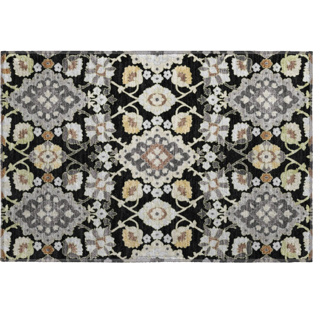 Premium Machine Washable Mayfield AMF1002 Black 1'8" x 2'6" Rug. Picture 1