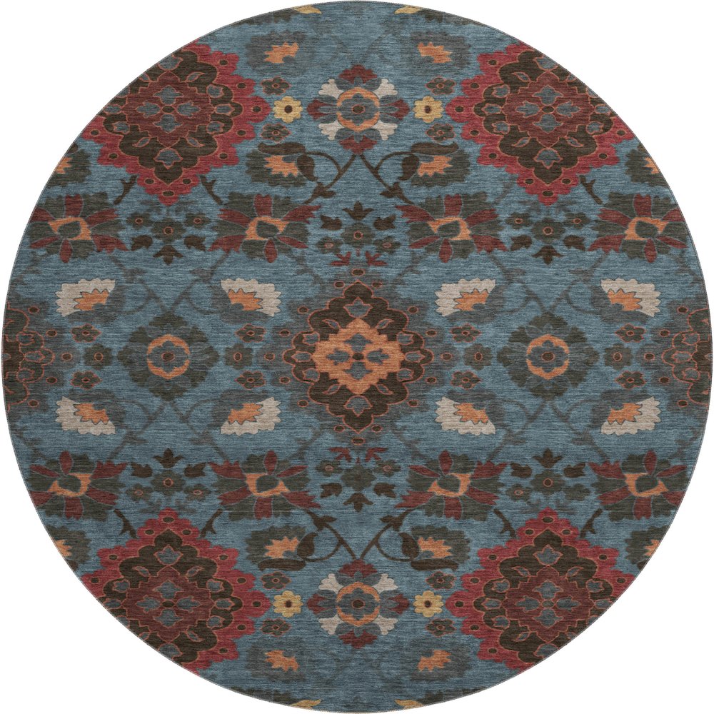 Premium Machine Washable Mayfield AMF1002 Denim 8' x 8' Round Rug. Picture 1