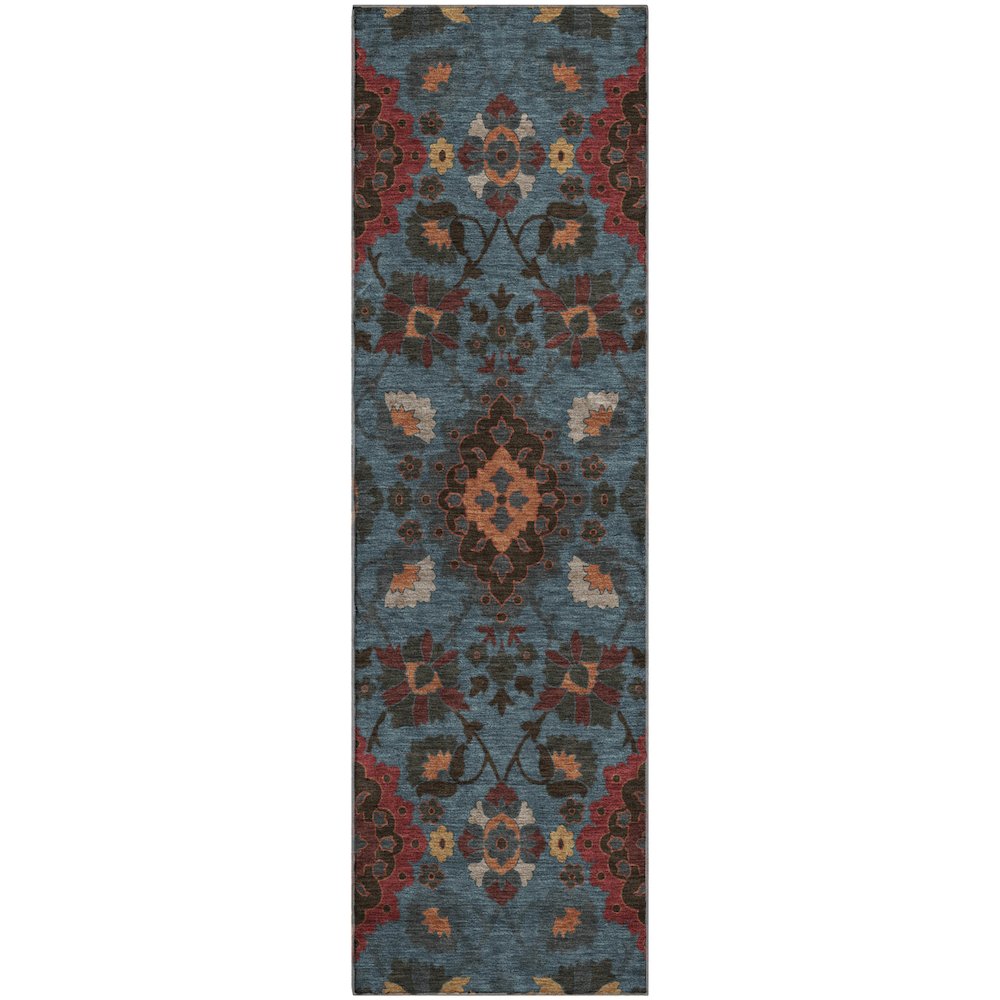 Premium Machine Washable Mayfield AMF1002 Denim 2'3" x 7'6" Runner Rug. Picture 1