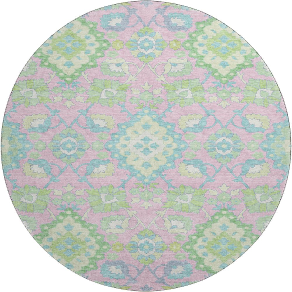 Premium Machine Washable Mayfield AMF1002 Pink 8' x 8' Round Rug. Picture 1