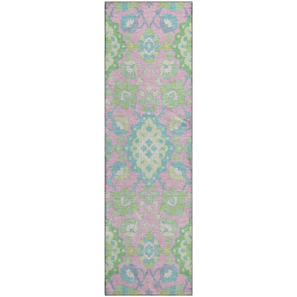 Premium Machine Washable Mayfield AMF1002 Pink 2'3" x 7'6" Runner Rug. Picture 1