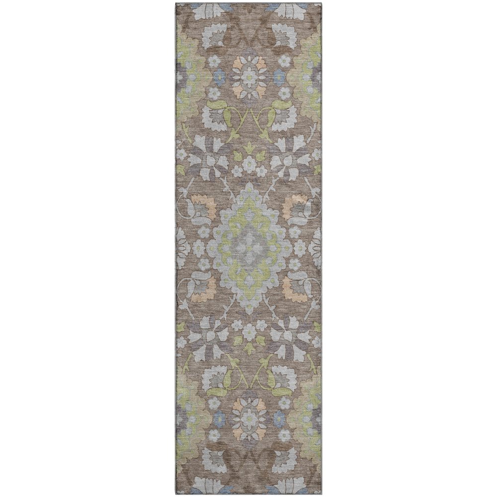 Premium Machine Washable Mayfield AMF1002 Taupe 2'3" x 7'6" Runner Rug. Picture 1