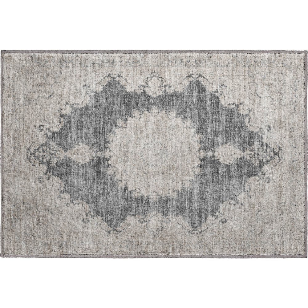 Premium Machine Washable Mayfield AMF1003 Black 1'8" x 2'6" Rug. Picture 1