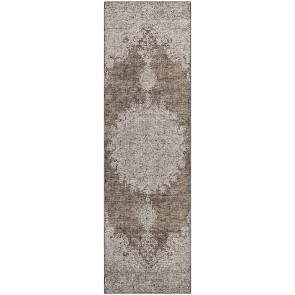 Premium Machine Washable Mayfield AMF1003 Brown 2'3" x 7'6" Runner Rug. Picture 1