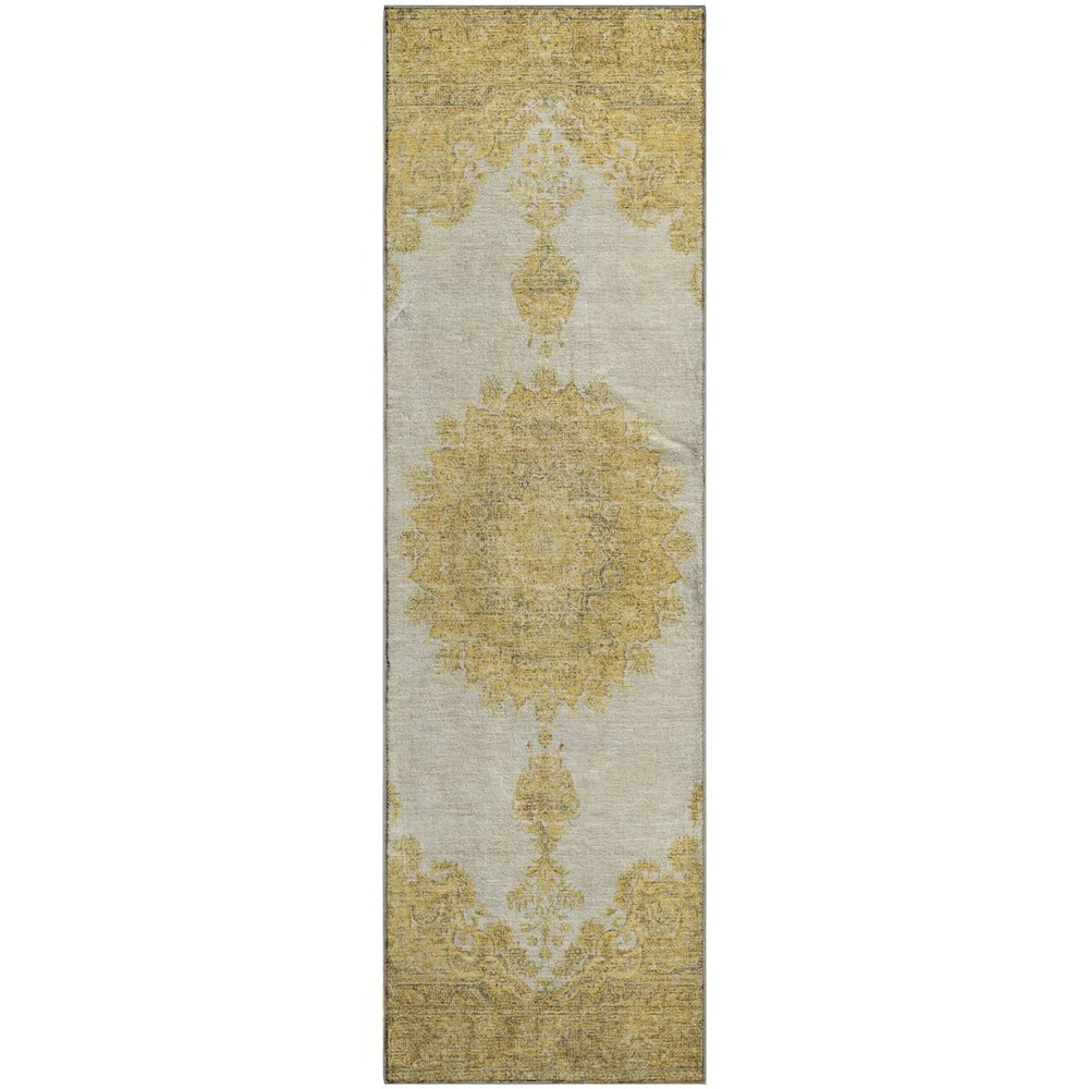 Premium Machine Washable Mayfield AMF1003 Gold 2'3" x 7'6" Runner Rug. Picture 1
