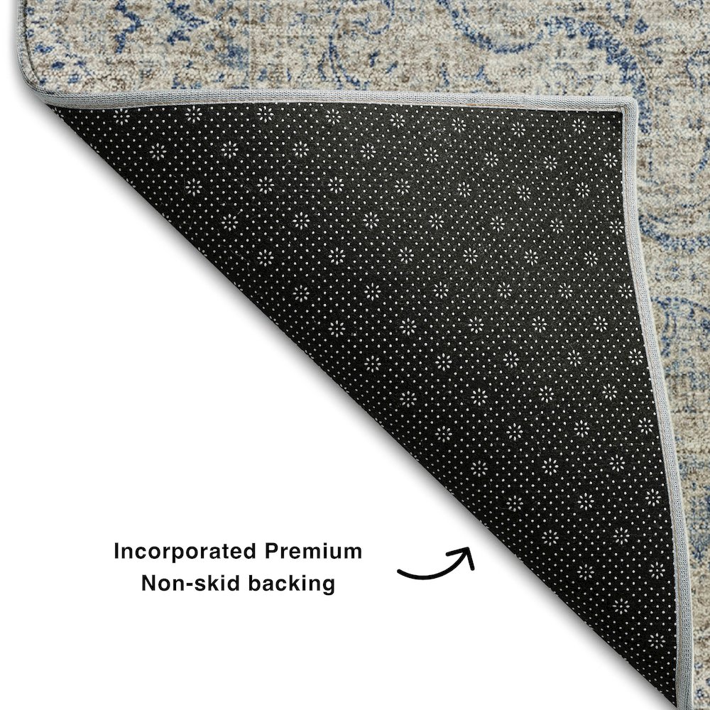 Premium Machine Washable Mayfield AMF1003 Navy 1'8" x 2'6" Rug. Picture 2