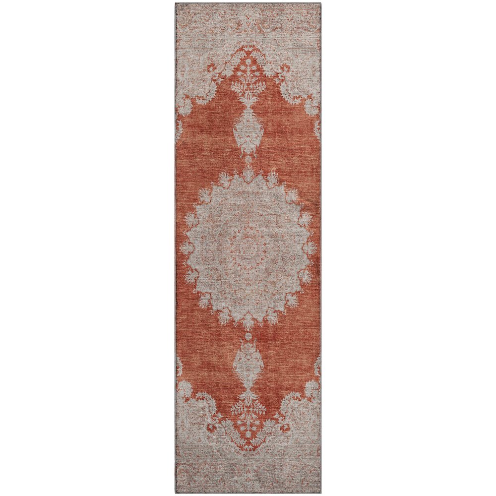 Premium Machine Washable Mayfield AMF1003 Rust 2'3" x 7'6" Runner Rug. Picture 1