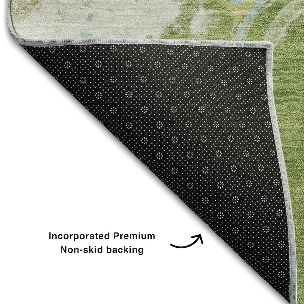 Premium Machine Washable Mayfield AMF1005 Green 1'8" x 2'6" Rug. Picture 2