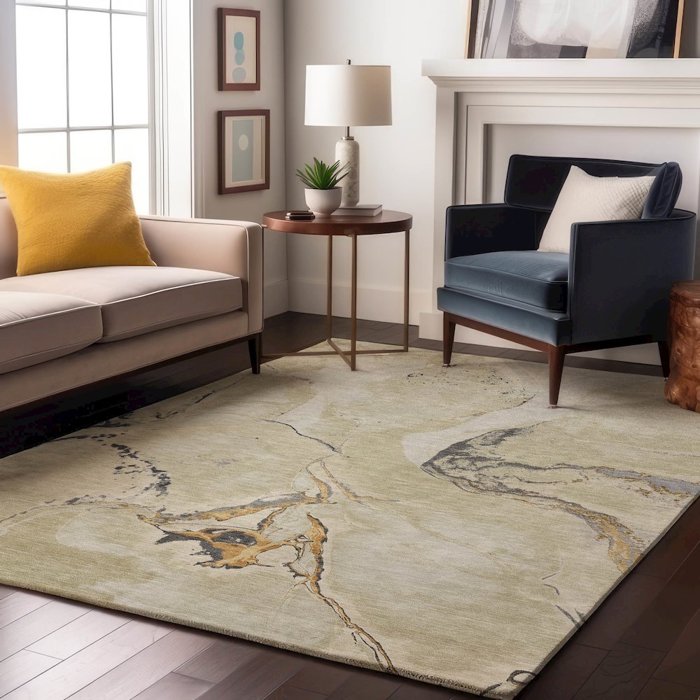 Premium Machine Washable Mayfield AMF1005 Ivory 2'6" x 3'10" Rug. Picture 5