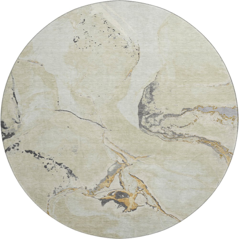 Premium Machine Washable Mayfield AMF1005 Ivory 8' x 8' Round Rug. Picture 1