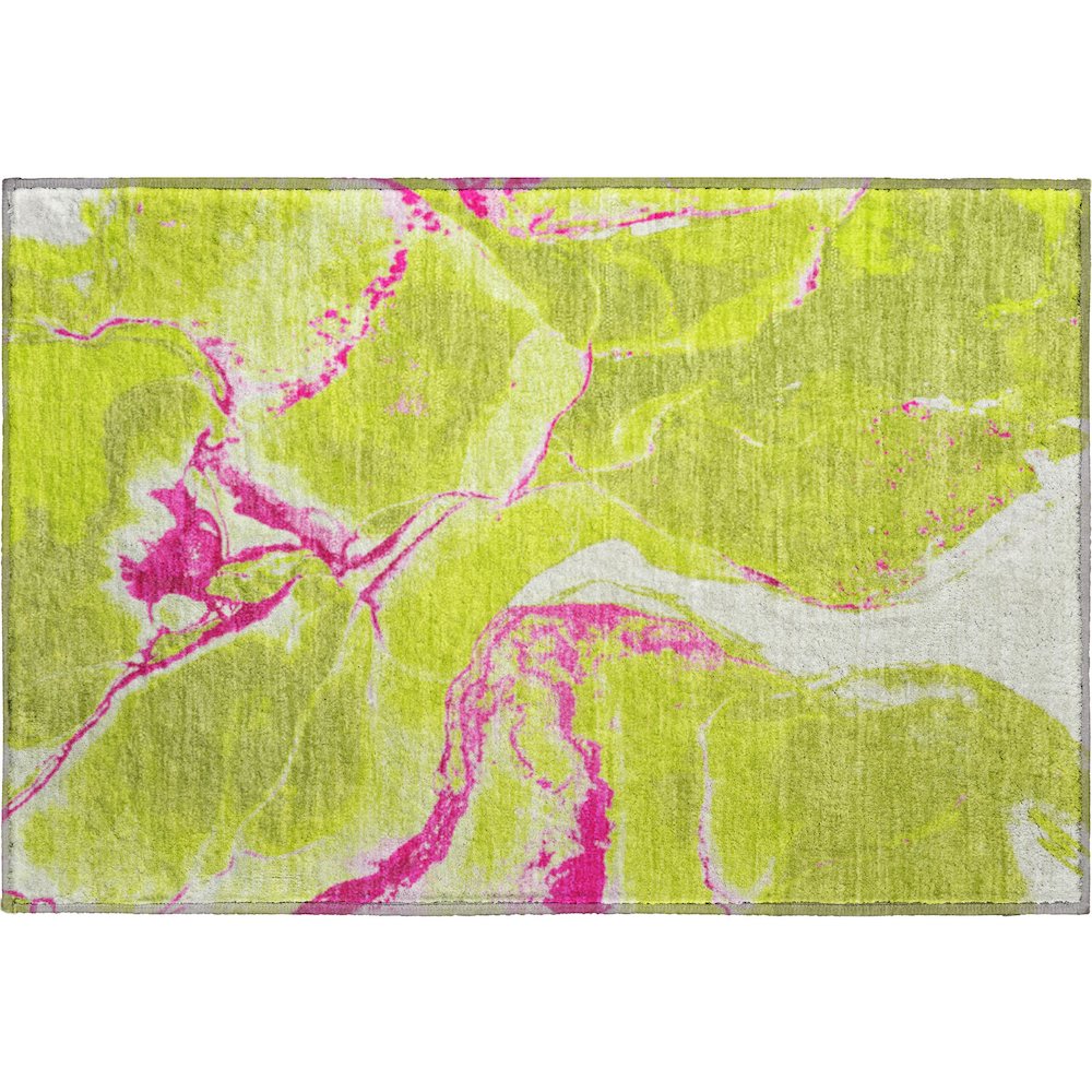 Premium Machine Washable Mayfield AMF1005 Lime 1'8" x 2'6" Rug. Picture 1
