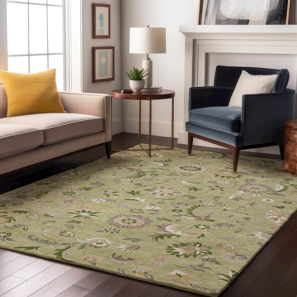 Premium Machine Washable Mayfield AMF1006 Aloe 2'6" x 3'10" Rug. Picture 5