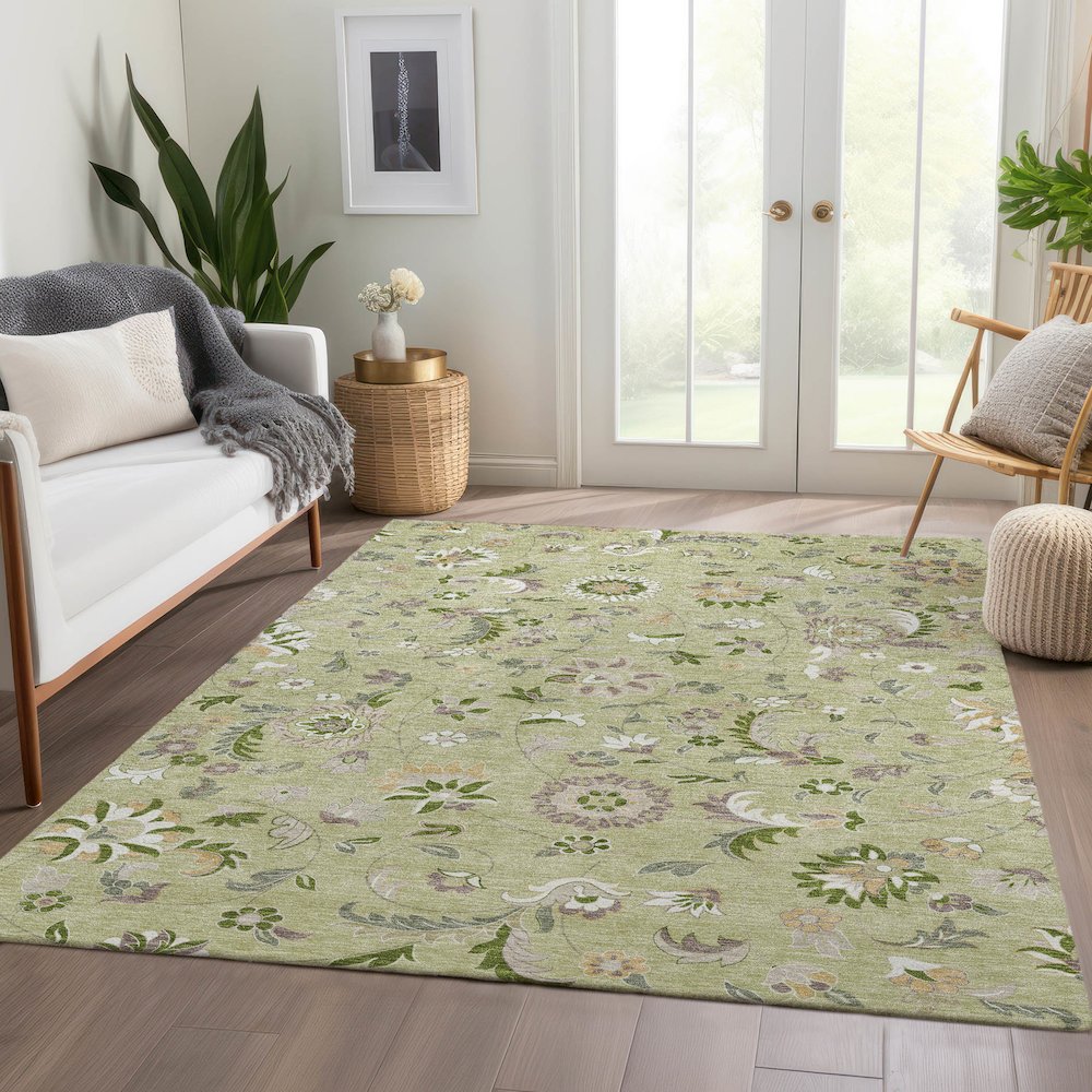 Premium Machine Washable Mayfield AMF1006 Aloe 2'6" x 3'10" Rug. Picture 6