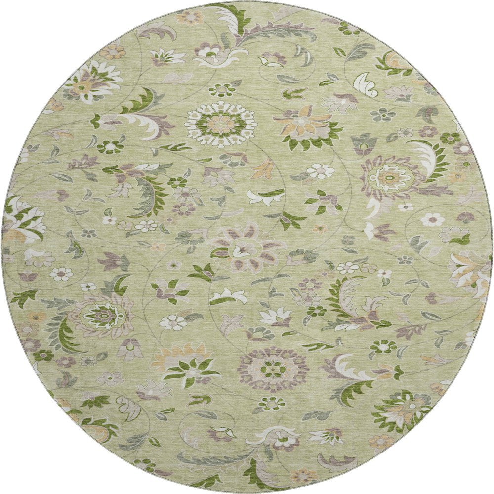 Premium Machine Washable Mayfield AMF1006 Aloe 8' x 8' Round Rug. Picture 1
