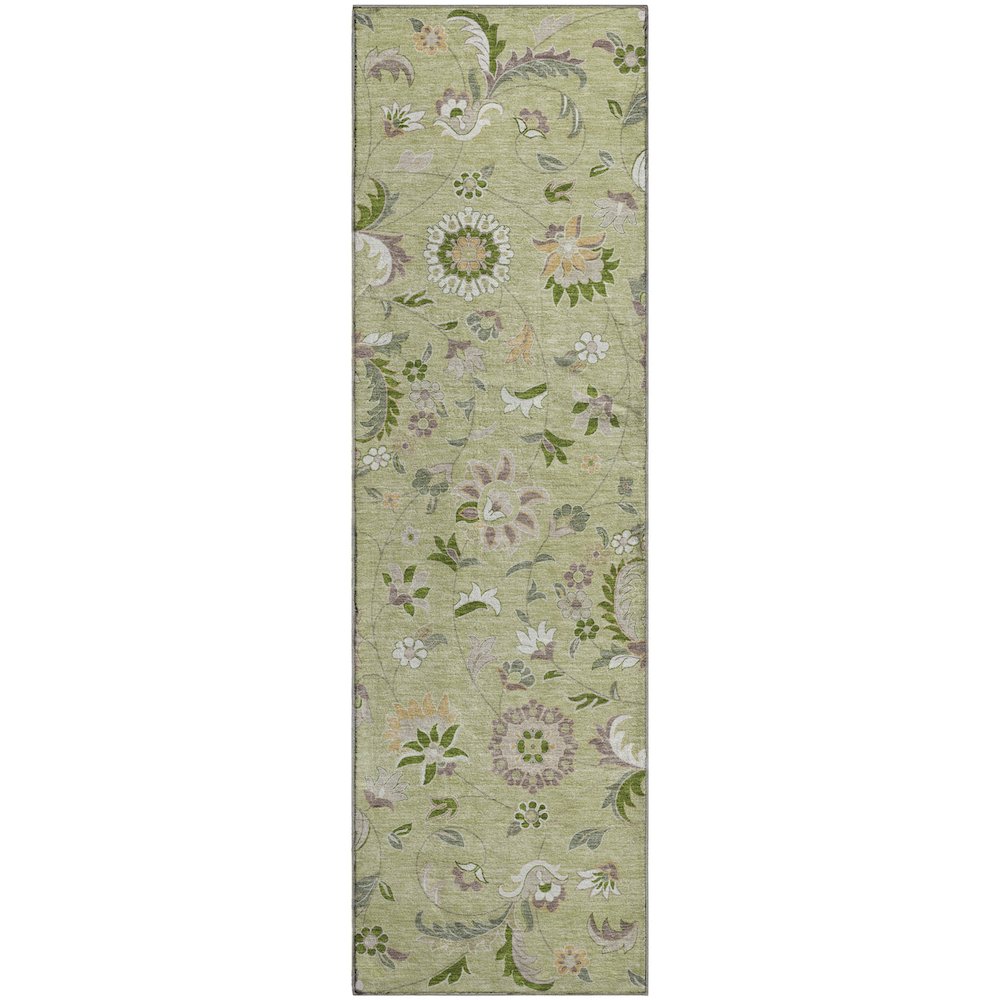 Premium Machine Washable Mayfield AMF1006 Aloe 2'3" x 7'6" Runner Rug. Picture 1