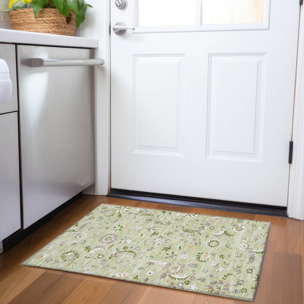 Premium Machine Washable Mayfield AMF1006 Aloe 1'8" x 2'6" Rug. Picture 5