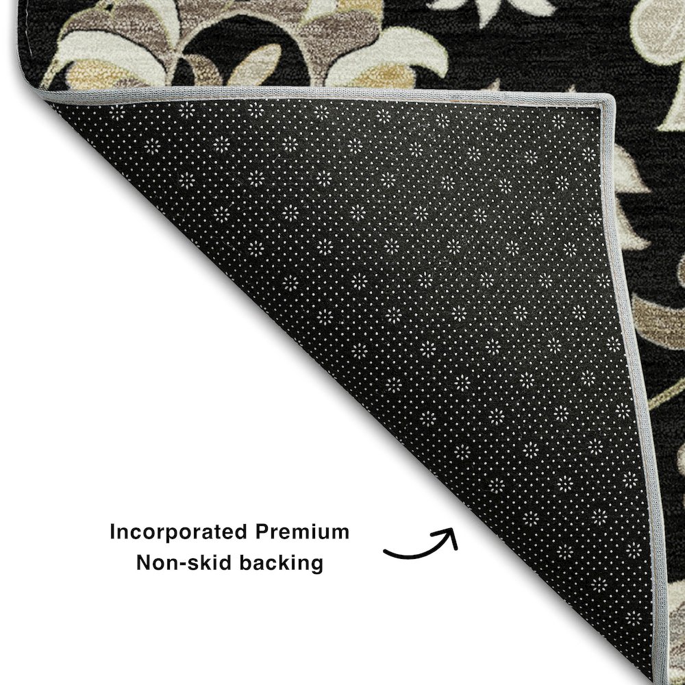 Premium Machine Washable Mayfield AMF1006 Black 1'8" x 2'6" Rug. Picture 2