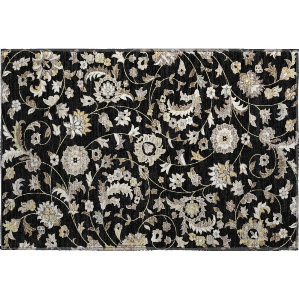 Premium Machine Washable Mayfield AMF1006 Black 1'8" x 2'6" Rug. Picture 1