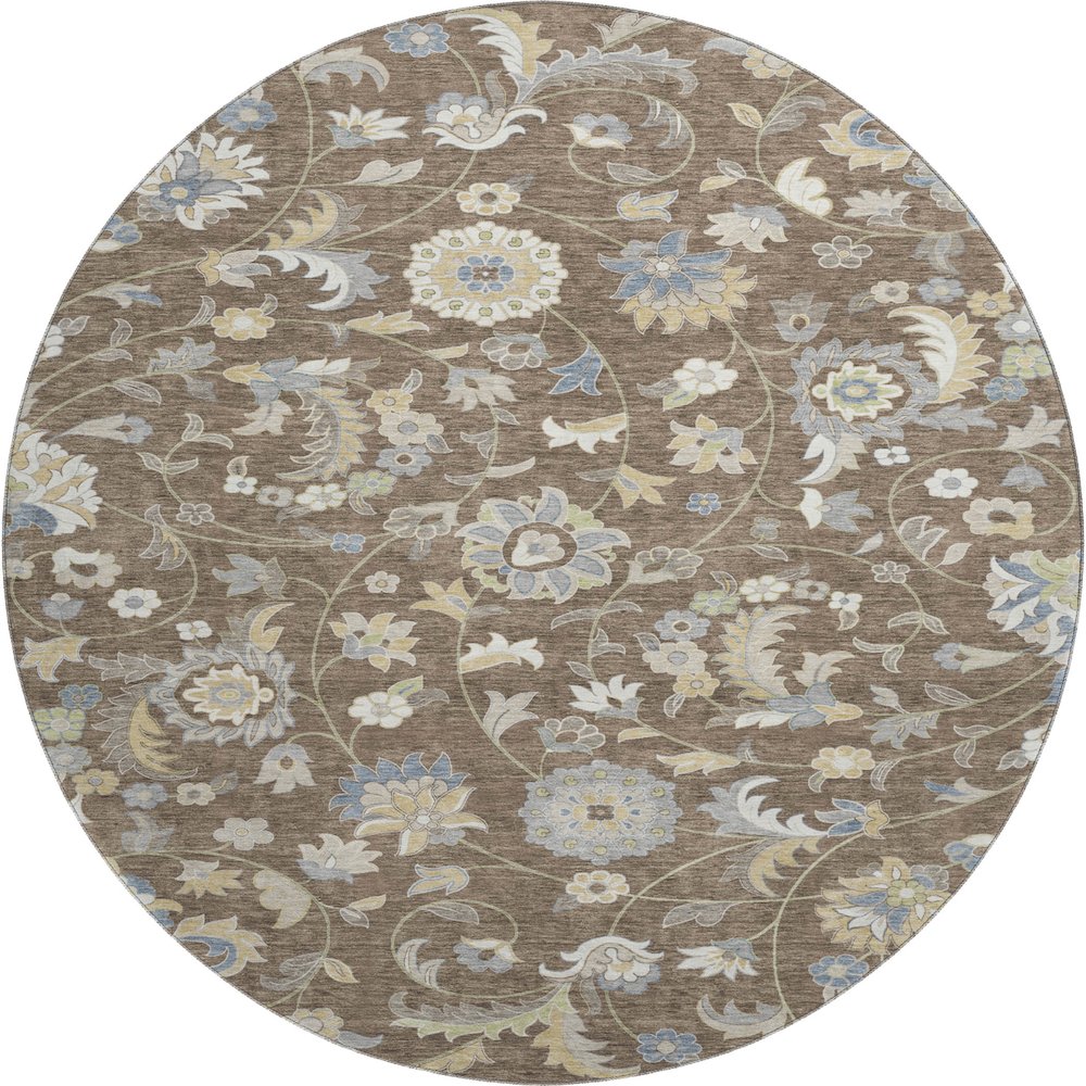 Premium Machine Washable Mayfield AMF1006 Chocolate 8' x 8' Round Rug. Picture 1