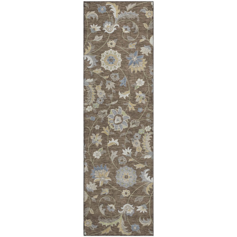 Premium Machine Washable Mayfield AMF1006 Chocolate 2'3" x 7'6" Runner Rug. Picture 1
