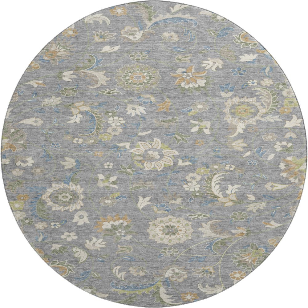 Premium Machine Washable Mayfield AMF1006 Gray 8' x 8' Round Rug. Picture 1