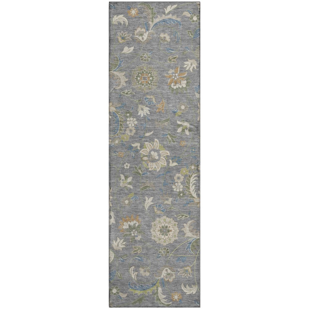 Premium Machine Washable Mayfield AMF1006 Gray 2'3" x 7'6" Runner Rug. Picture 1