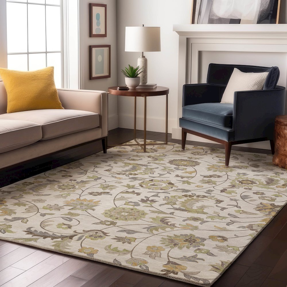 Premium Machine Washable Mayfield AMF1006 Ivory 2'6" x 3'10" Rug. Picture 5