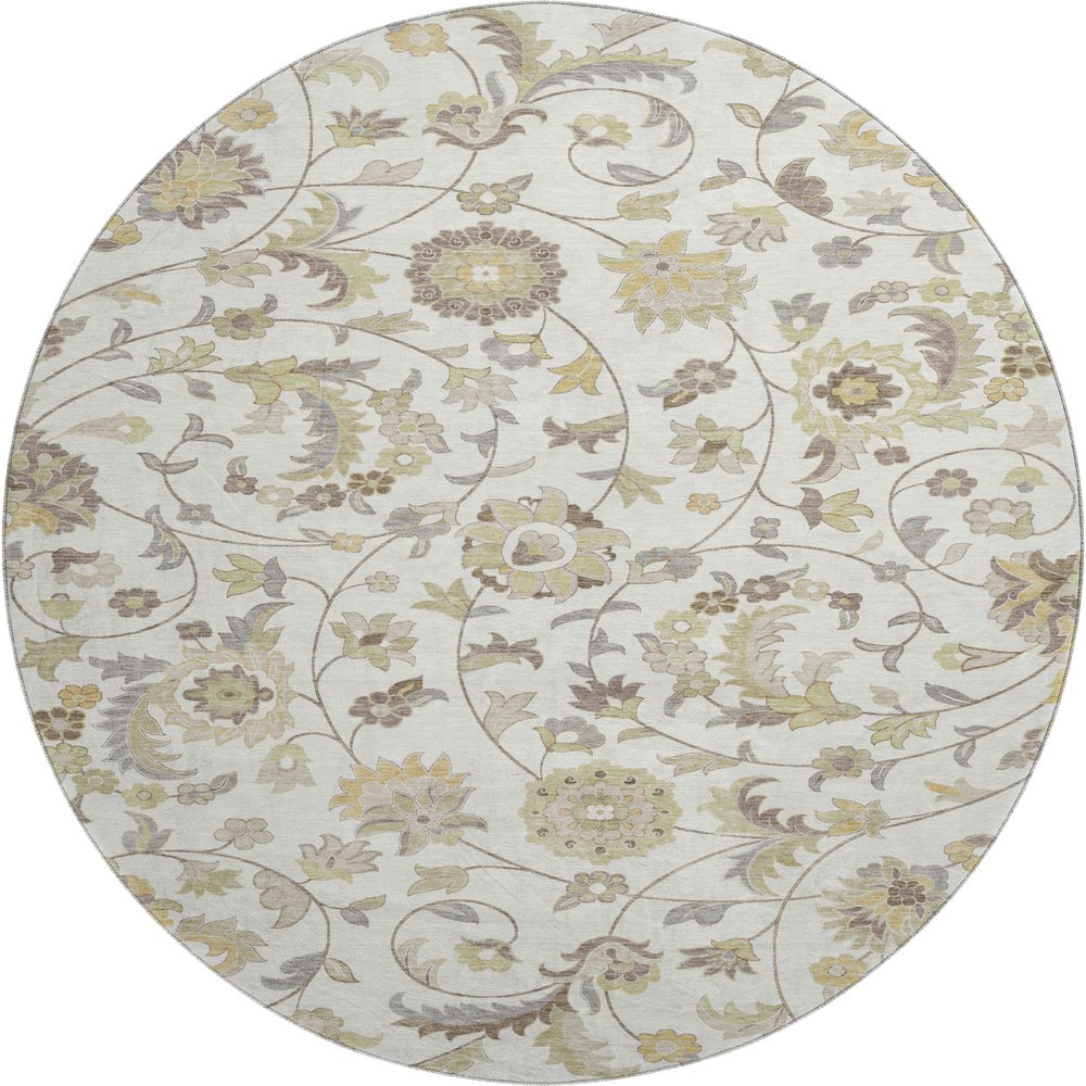 Premium Machine Washable Mayfield AMF1006 Ivory 8' x 8' Round Rug. Picture 1