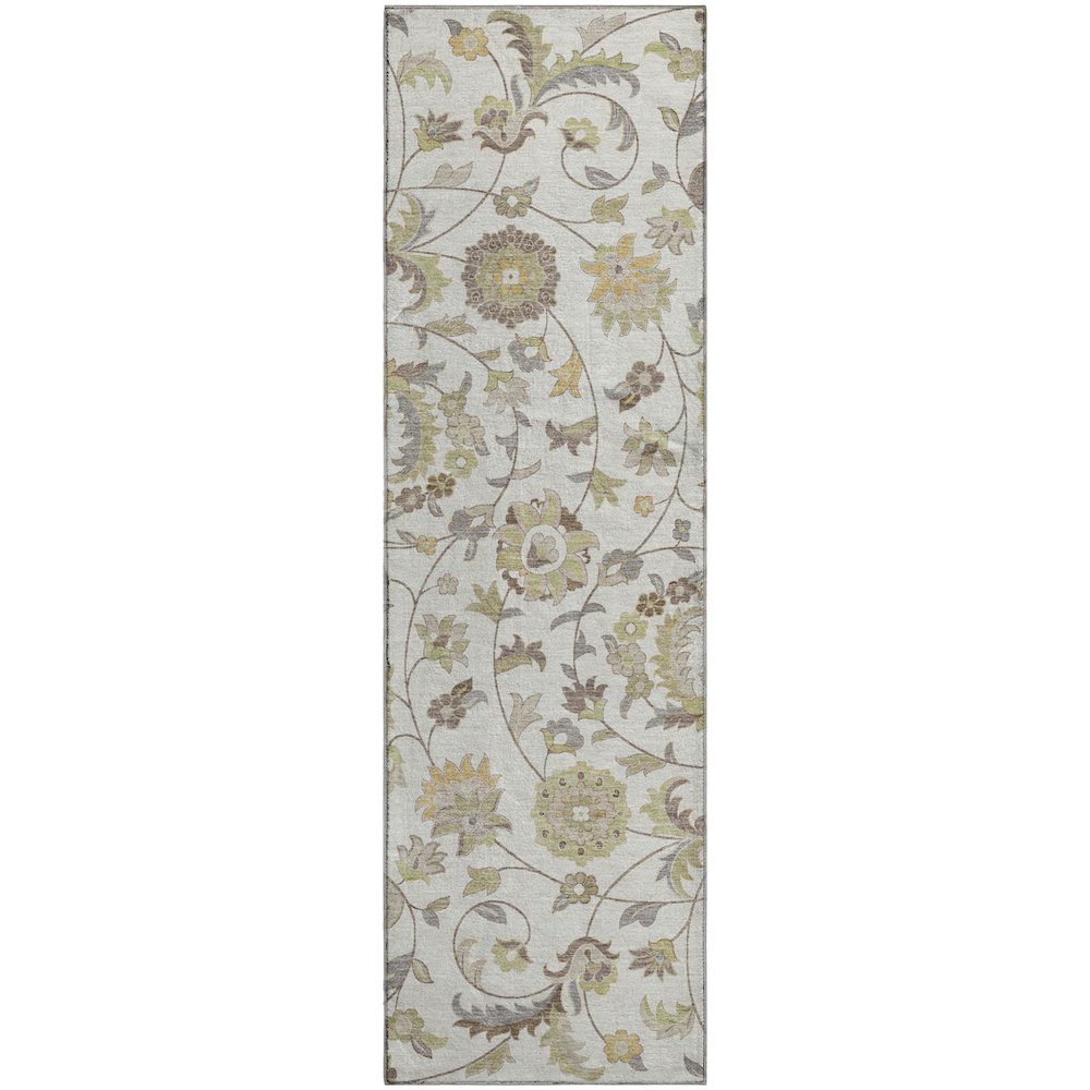 Premium Machine Washable Mayfield AMF1006 Ivory 2'3" x 7'6" Runner Rug. Picture 1