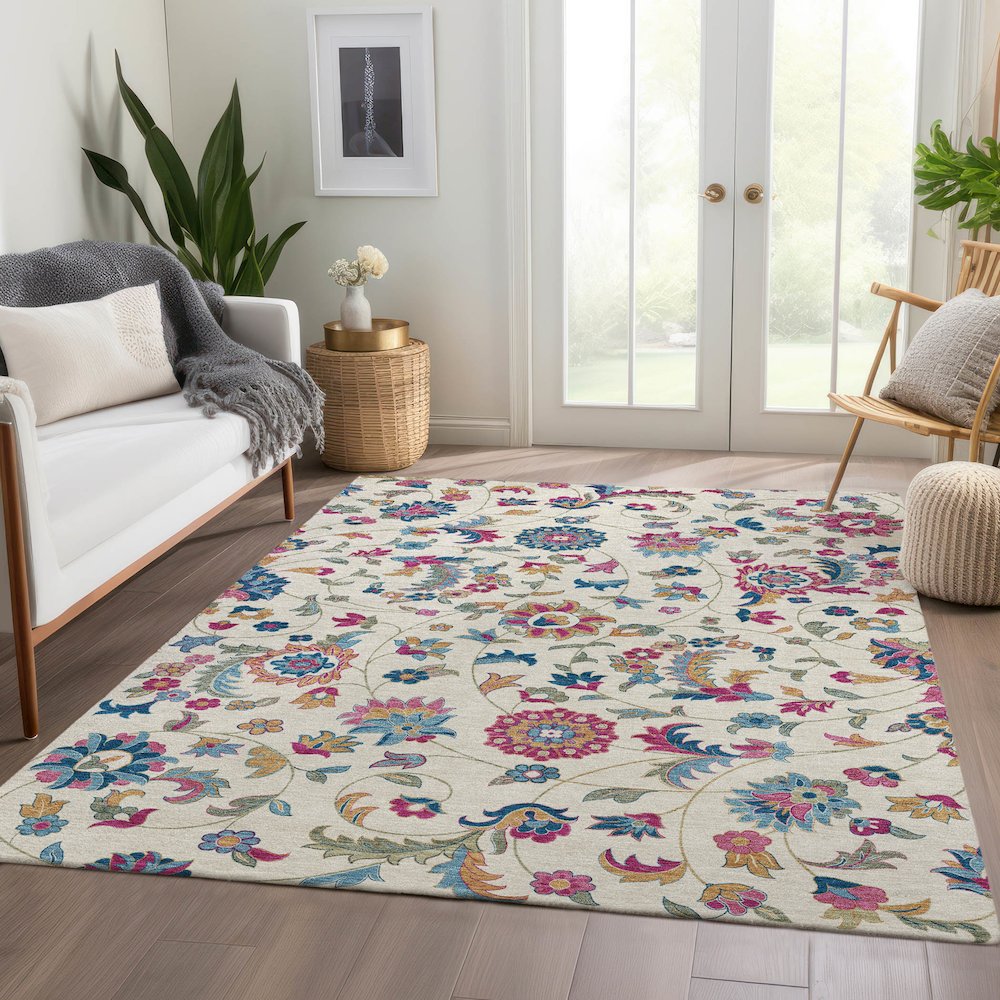 Premium Machine Washable Mayfield AMF1006 Linen 2'6" x 3'10" Rug. Picture 6