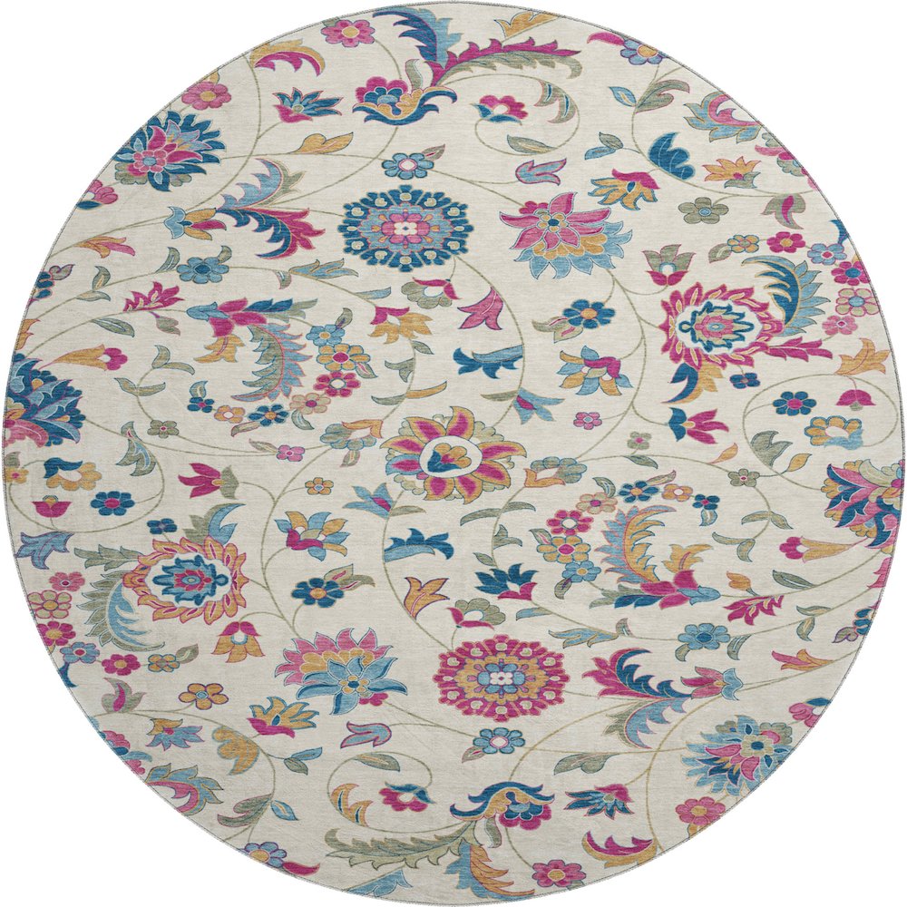 Premium Machine Washable Mayfield AMF1006 Linen 8' x 8' Round Rug. Picture 1