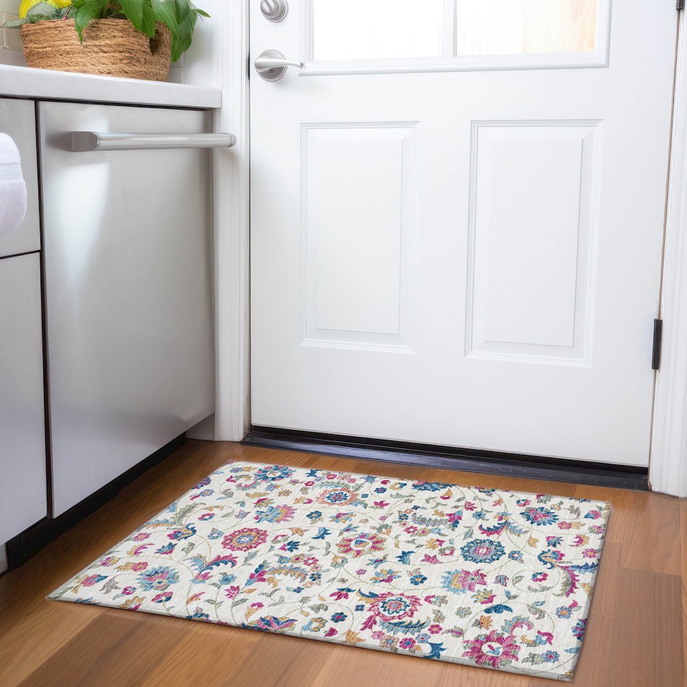 Premium Machine Washable Mayfield AMF1006 Linen 1'8" x 2'6" Rug. Picture 5