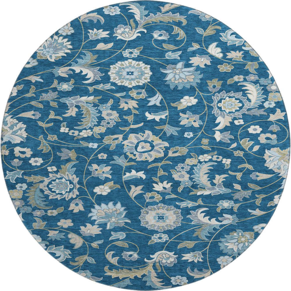 Premium Machine Washable Mayfield AMF1006 Navy 8' x 8' Round Rug. Picture 1