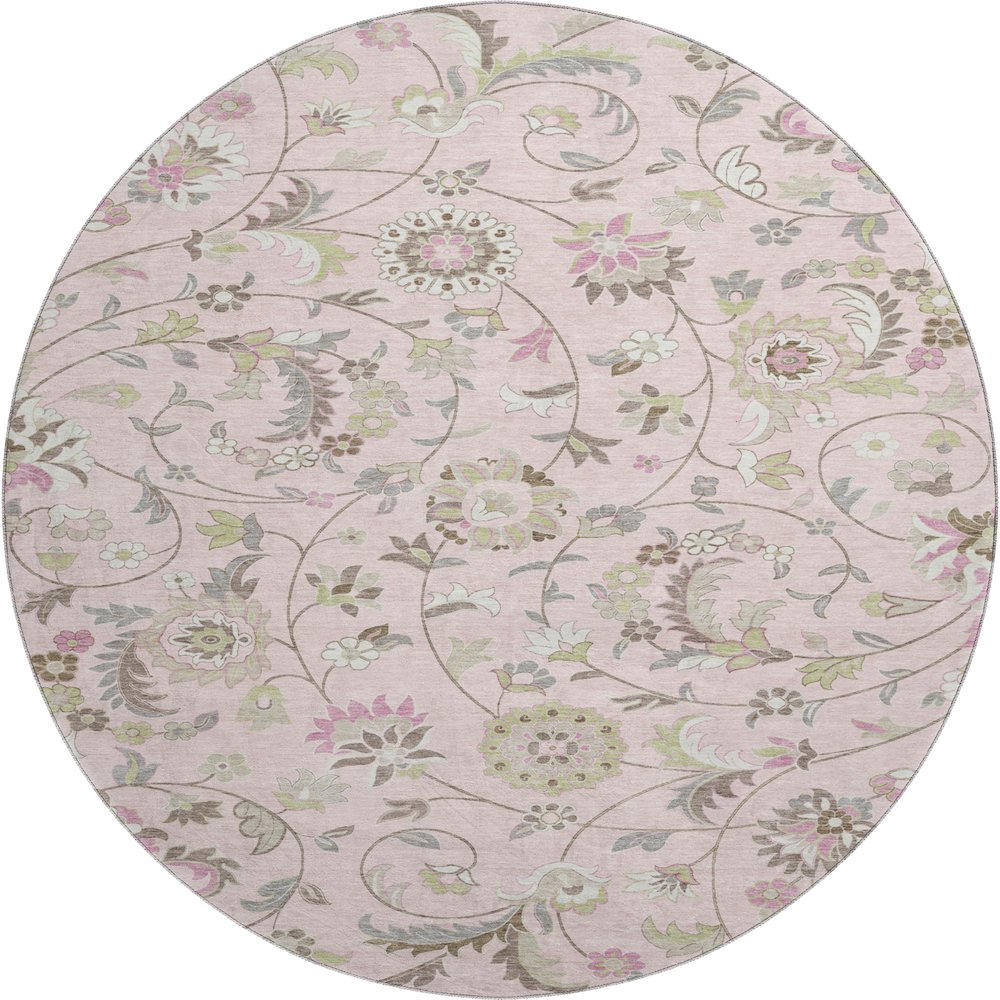 Premium Machine Washable Mayfield AMF1006 Pink 8' x 8' Round Rug. Picture 1