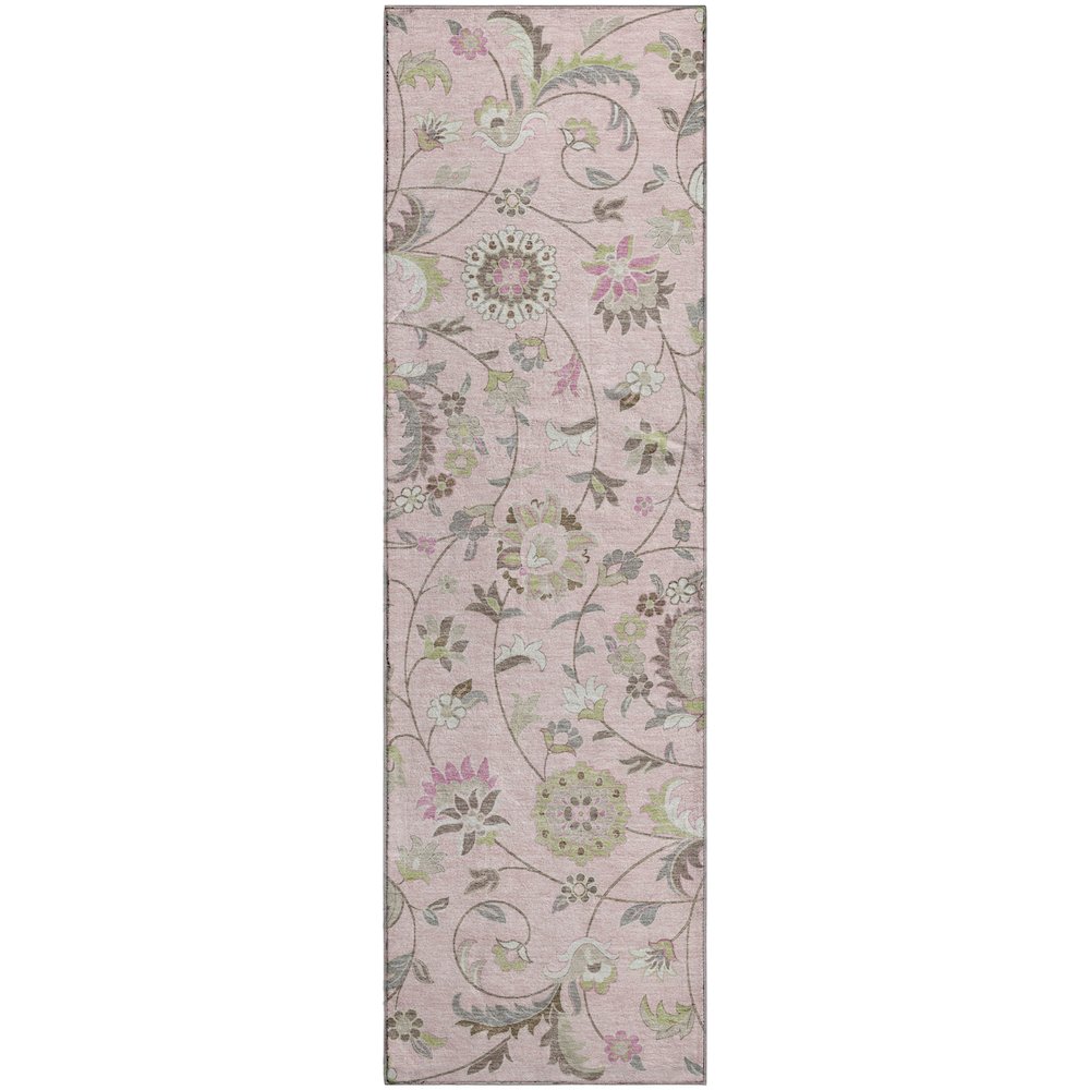 Premium Machine Washable Mayfield AMF1006 Pink 2'3" x 7'6" Runner Rug. Picture 1
