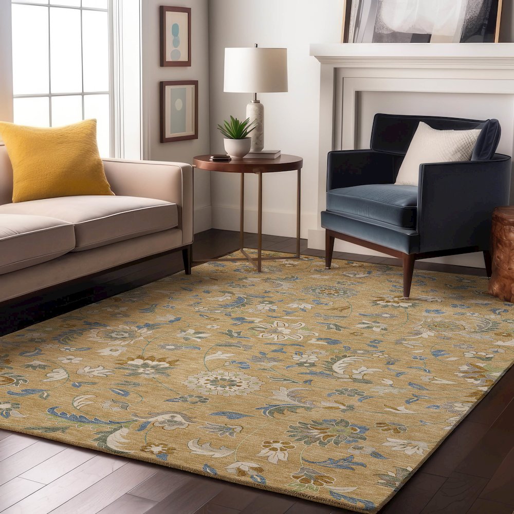 Premium Machine Washable Mayfield AMF1006 Wheat 2'6" x 3'10" Rug. Picture 5