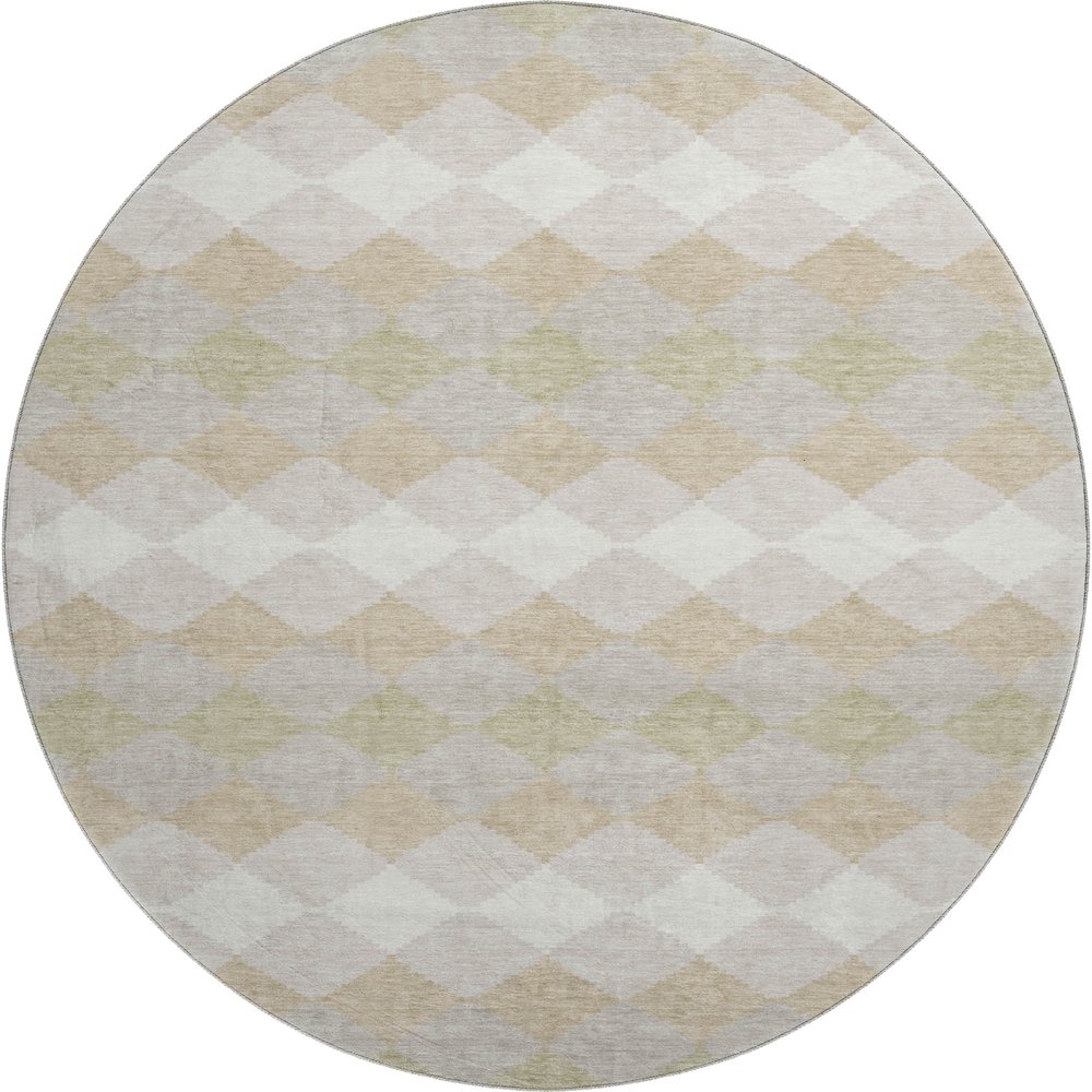 Premium Machine Washable Mayfield AMF1007 Beige 8' x 8' Round Rug. Picture 1