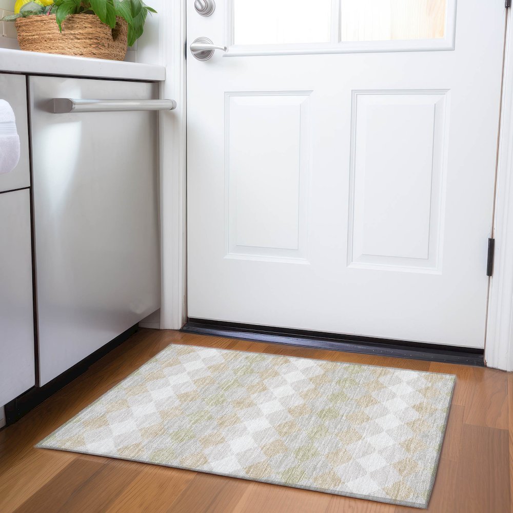 Premium Machine Washable Mayfield AMF1007 Beige 1'8" x 2'6" Rug. Picture 5