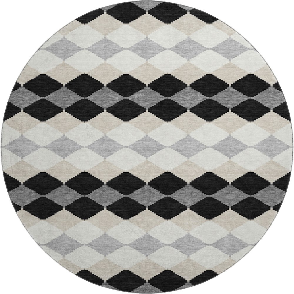 Premium Machine Washable Mayfield AMF1007 Black 8' x 8' Round Rug. Picture 1